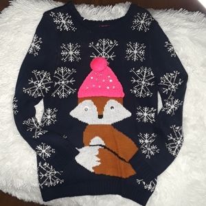100% Poof Girl Fox and Snowflakes Sweater w/Sequines Size 5T